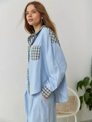 Conjunto de pijama a cuadros relajado para mujer