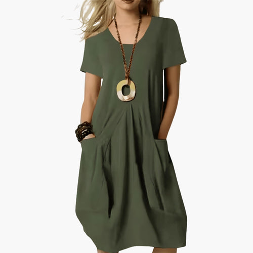 Women's Relaxed Fit Midi Dress with Pockets