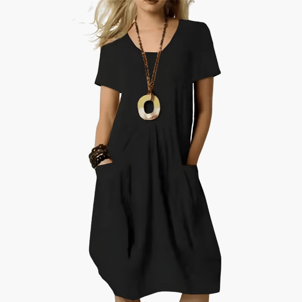 Women's Relaxed Fit Midi Dress with Pockets