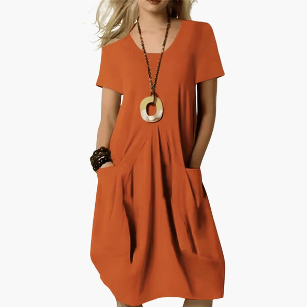 Women's Relaxed Fit Midi Dress with Pockets
