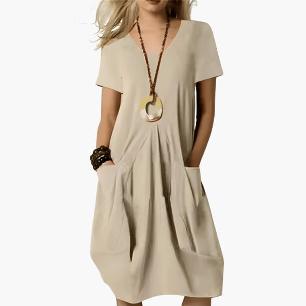 Women's Relaxed Fit Midi Dress with Pockets