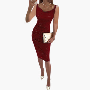 Women's Sparkling Bodycon Sequin Midi Dress