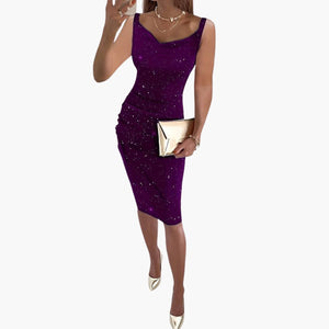 Women's Sparkling Bodycon Sequin Midi Dress