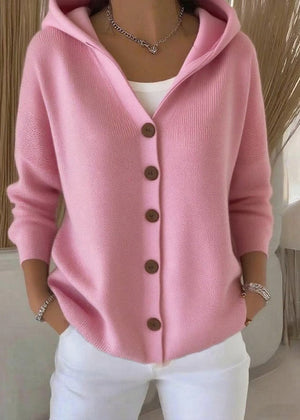 Women's Hooded Button Casual Knit Cardigan