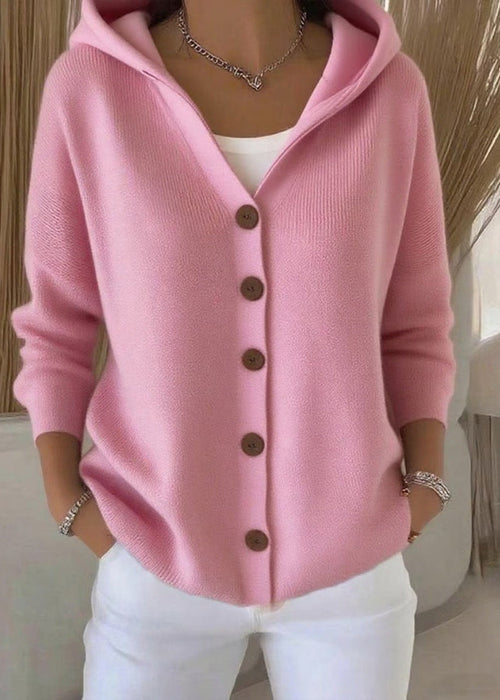 Women's Hooded Button Casual Knit Cardigan