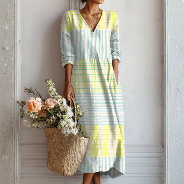 Women’s Floral Print V Neck Boho Midi Dress