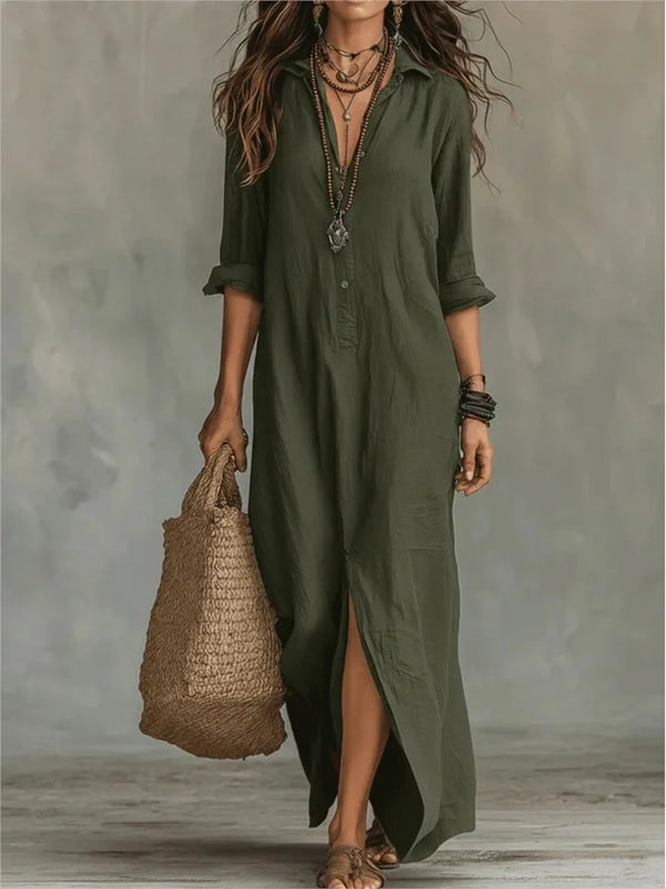 Women’s Boho Button-Down Maxi Dress