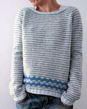 Women’s Casual Knit Sweater Cozy Printed Pullover