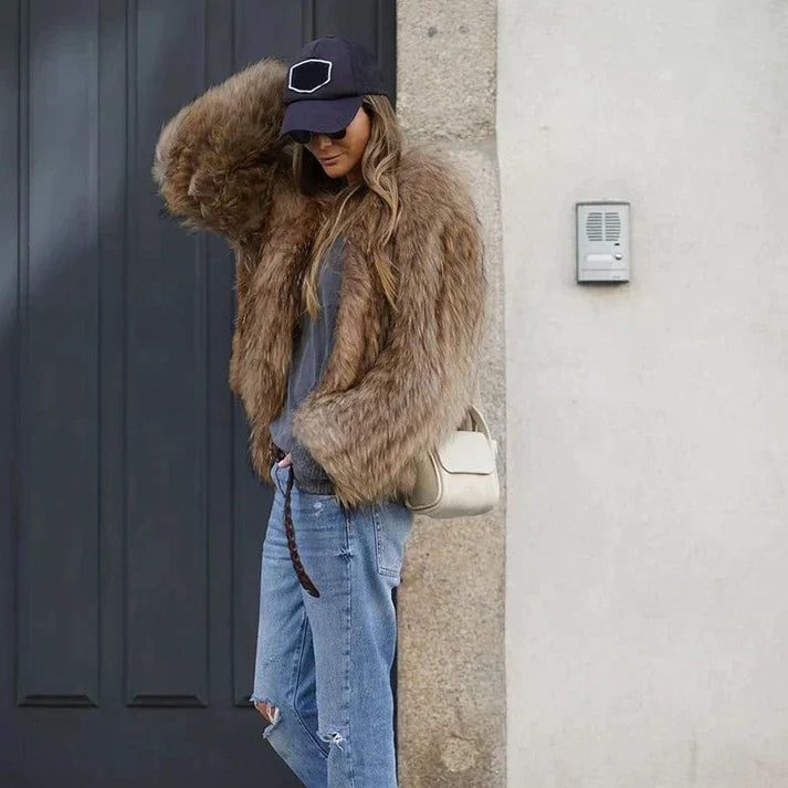 Stylish Faux Fur Women's Coat Plush