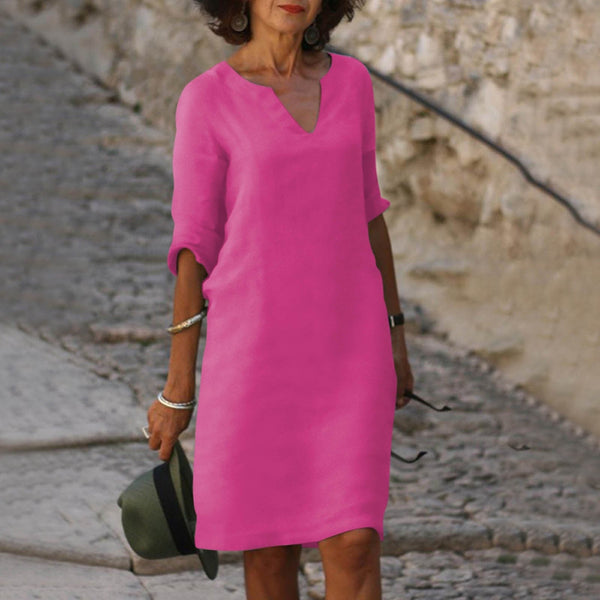 Women's V-Neck Relaxed Fit Mini Dress