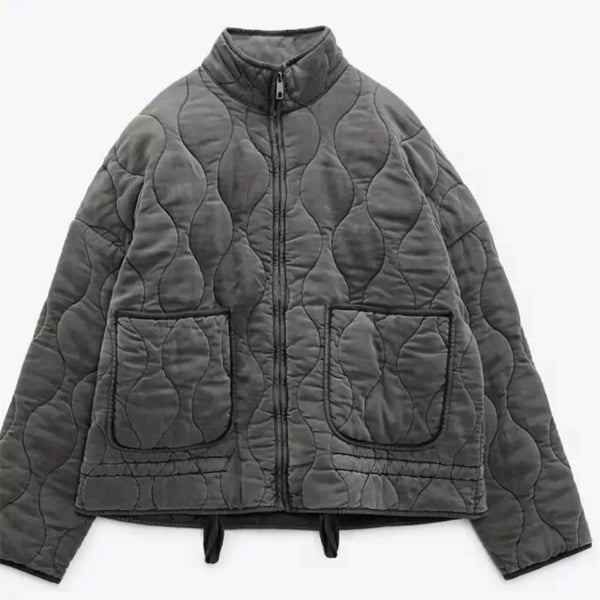 Quilted Zip-Up Casual Padded Jacket for Women
