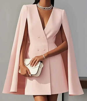 Women's Shawl Collar Double-Breasted Mini Dress