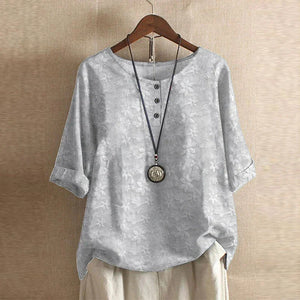 Women’s Vintage Floral Print Loose Fit Blouse
