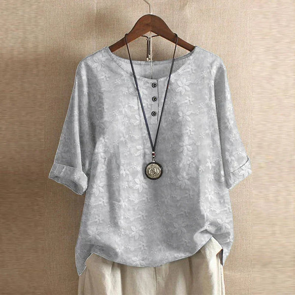 Women's Vintage Floral Print Blouse with Artistic Detail