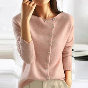 Lightweight Buttoned Womens Stretch Sweater