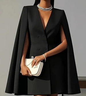 Women's Shawl Collar Double-Breasted Mini Dress
