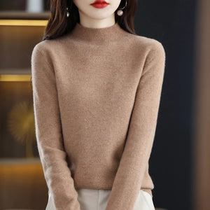 Women’s Mock Neck Sweater Slim Fit Soft Knit Top
