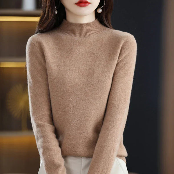 Women’s Mock Neck Sweater Slim Fit Soft Knit Top