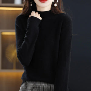 Women’s Mock Neck Sweater Slim Fit Soft Knit Top