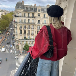 Women's Oversized Faux Leather Bomber Jacket