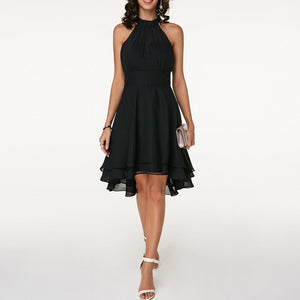 Women's Halter Neck Fluid Drape Mini Dress