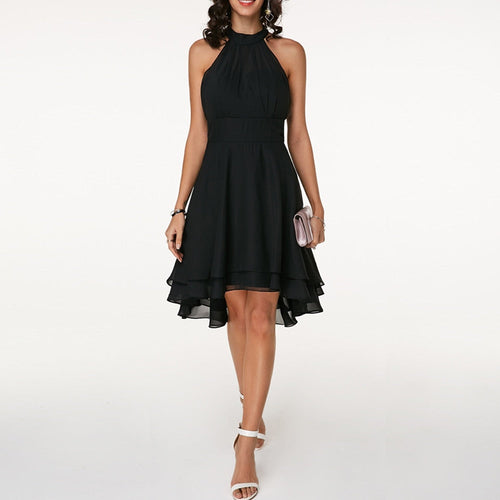 Women's Halter Neck Fluid Drape Mini Dress