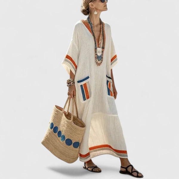 Women's Embroidered Kaftan Maxi Dress