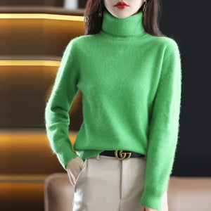 Suéter de cuello alto para mujer, top ajustado de punto suave