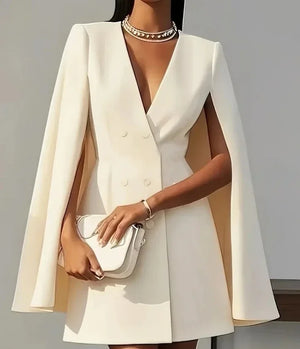 Women's Shawl Collar Double-Breasted Mini Dress