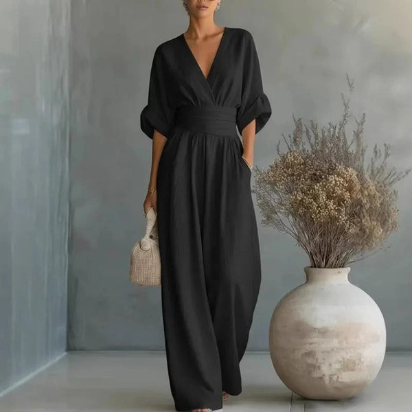 Women's Chiffon V-Neck Wide-Leg Jumpsuit
