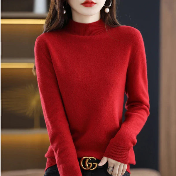 Women’s Mock Neck Sweater Slim Fit Soft Knit Top