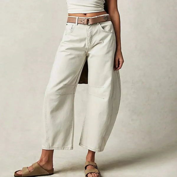 Pantalones de mujer de talle alto, pierna ancha y corte cropped