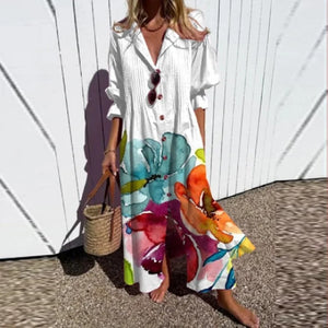 Women's Artistic Floral Print Maxi Dress