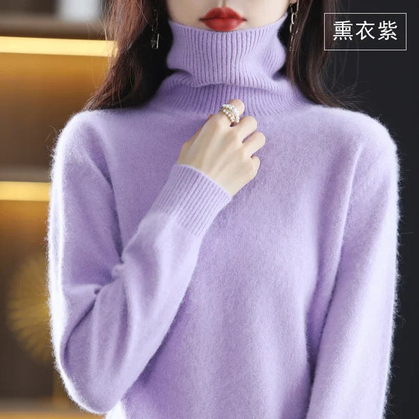 Suéter de cuello alto para mujer, top ajustado de punto suave