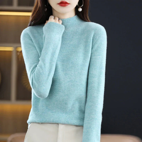 Women’s Mock Neck Sweater Slim Fit Soft Knit Top