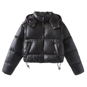 Chaqueta acolchada impermeable para mujer con capucha