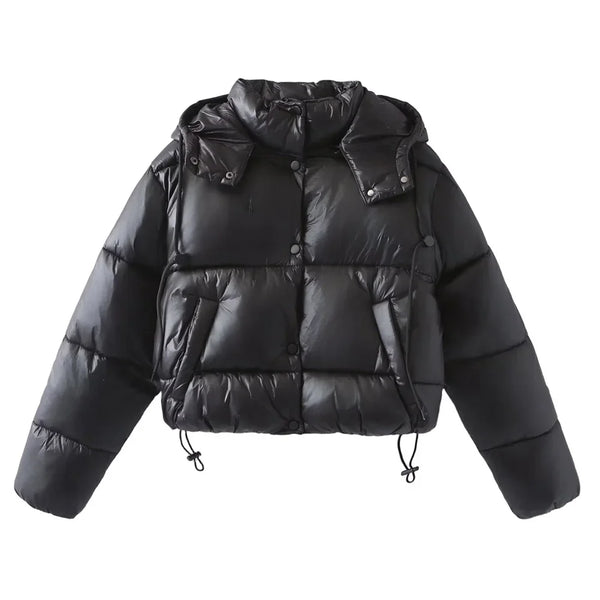 Chaqueta acolchada impermeable para mujer con capucha