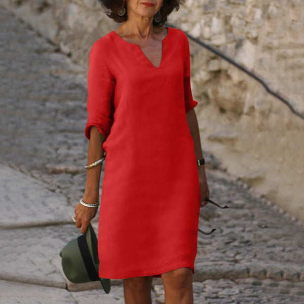 Women's V-Neck Relaxed Fit Mini Dress