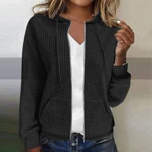 Women's Plaid Hoodie Jacket with Check Pattern