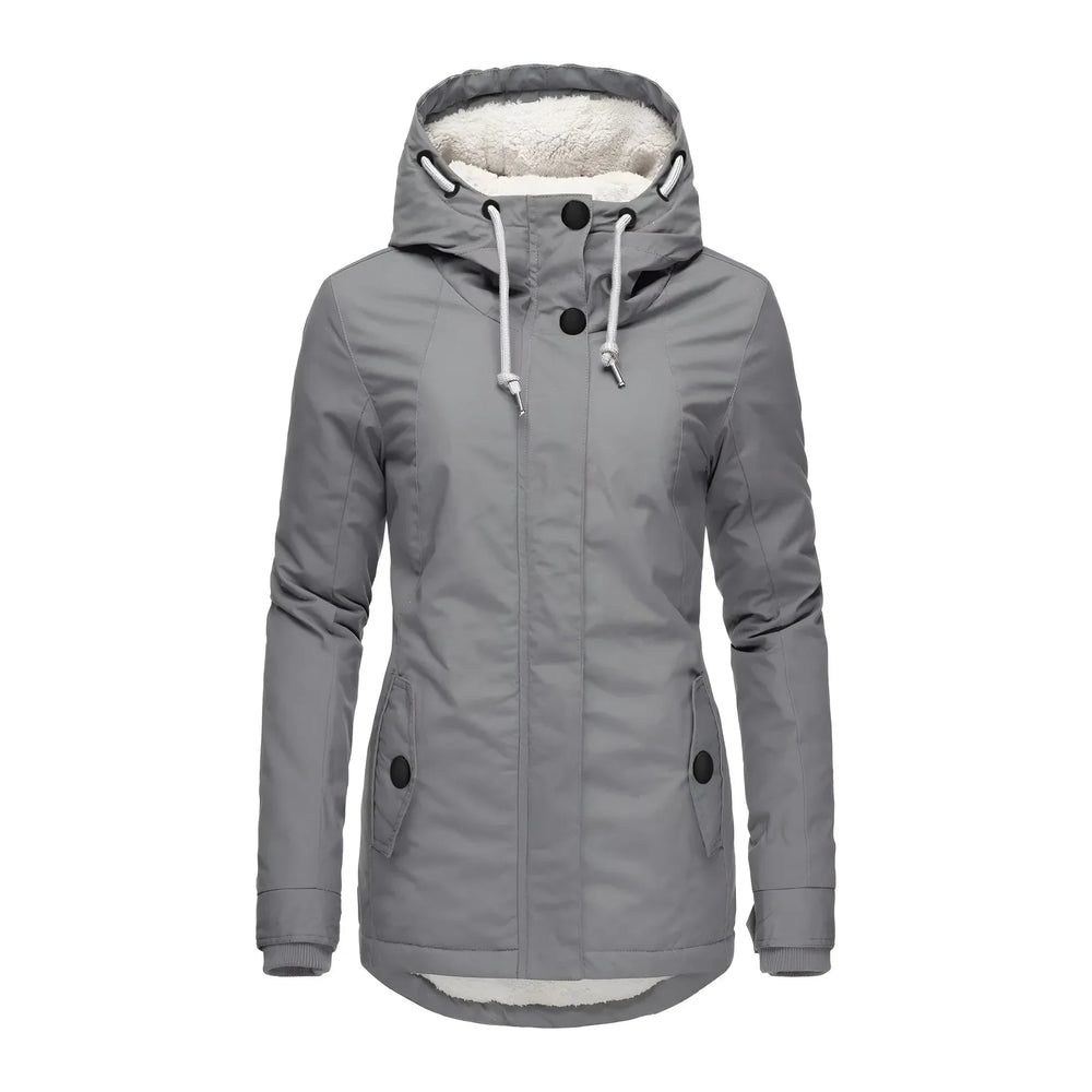 Women's Waterproof Winter Coat with Hood and Longline Design