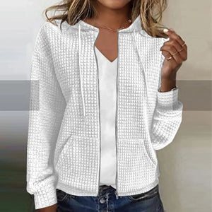 Women's Plaid Hoodie Jacket with Check Pattern