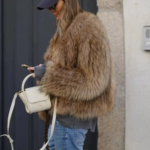 Stylish Faux Fur Women's Coat Plush