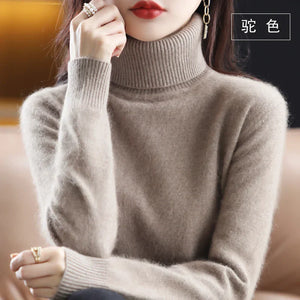 Suéter de cuello alto para mujer, top ajustado de punto suave