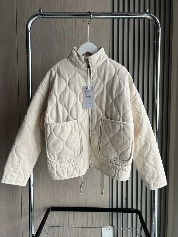 Quilted Zip-Up Casual Padded Jacket for Women