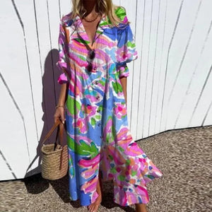 Women's Artistic Floral Print Maxi Dress