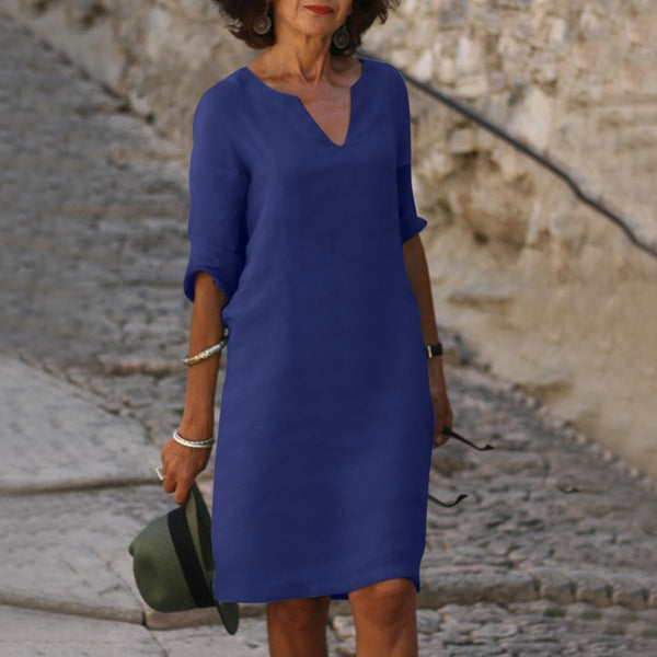 Women's V-Neck Relaxed Fit Mini Dress