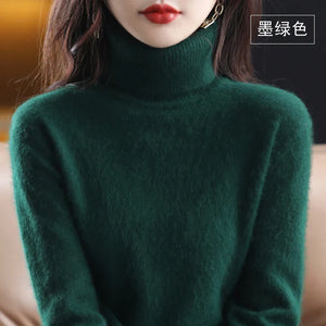 Suéter de cuello alto para mujer, top ajustado de punto suave