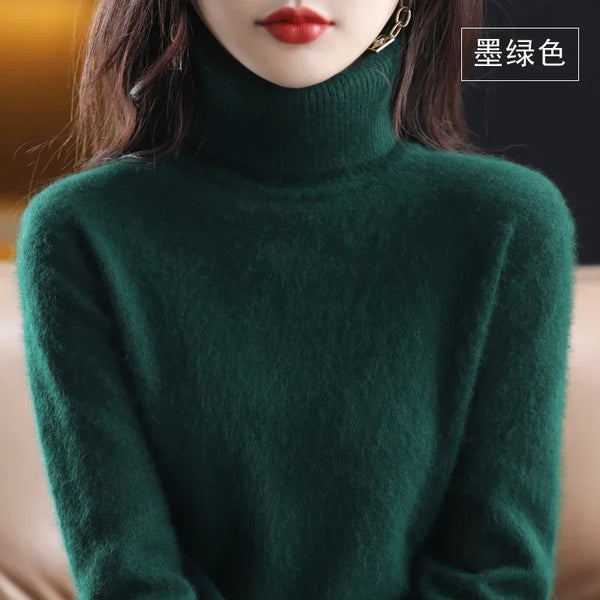 Suéter de cuello alto para mujer, top ajustado de punto suave