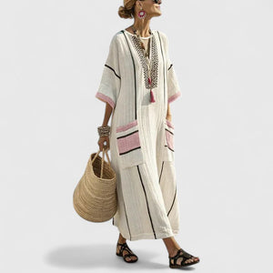 Women's Embroidered Kaftan Maxi Dress