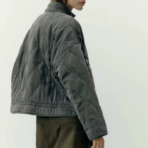 Quilted Zip-Up Casual Padded Jacket for Women